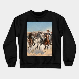 Dismounted The Fourth Troopers Moving the Led Horses (1890) by Frederic Remington Crewneck Sweatshirt